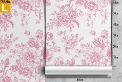 Carta da Parati fiori stilizzati rosa natura pattern.