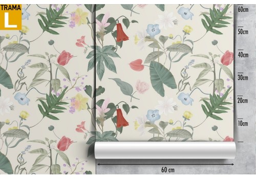 Refined nature pattern wallpaper with flowers and leaves. 2