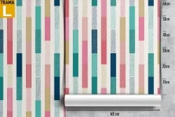 Carta da Parati decorazione righe multicolore.