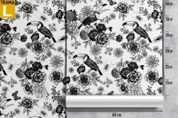 Carta da Parati fiori e uccelli tropicali natura pattern.