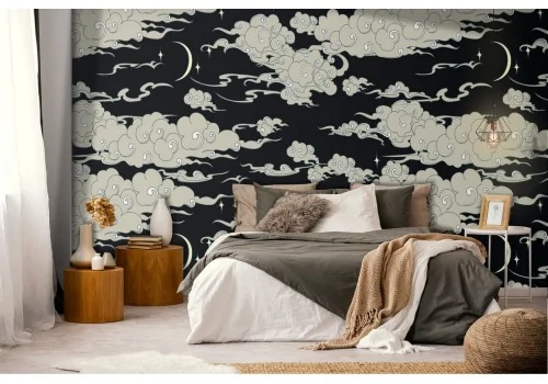 Wallpaper clouds oriental illustration pattern.