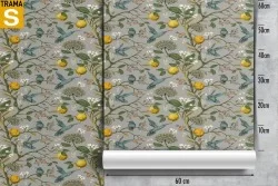 Carta da Parati Design e Stili Flora e Fauna animali Fiori Foglie Natura Vintage