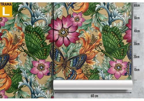 Carta da Parati fiori astratti e farfalle natura pattern. 2