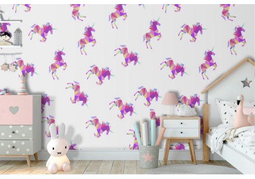 Unicorn design fantasy pattern wallpaper for children.