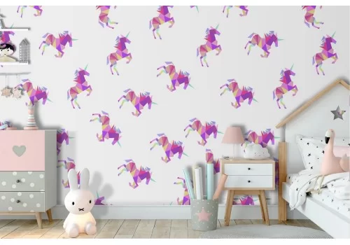 Unicorn design fantasy pattern wallpaper for children.