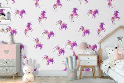 Carta da Parati unicorni design pattern fantasy bambini.