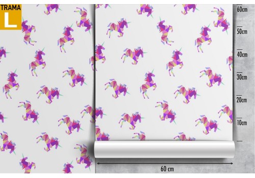 Carta da Parati unicorni design pattern fantasy bambini. 2