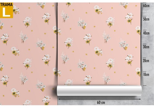 Daisy nature polka dot wallpaper for children. 2