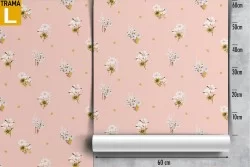 Daisy nature polka dot wallpaper for children.