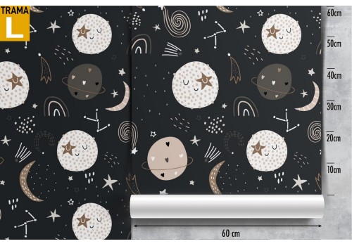 Wallpaper moons and planets children's decoration. 2