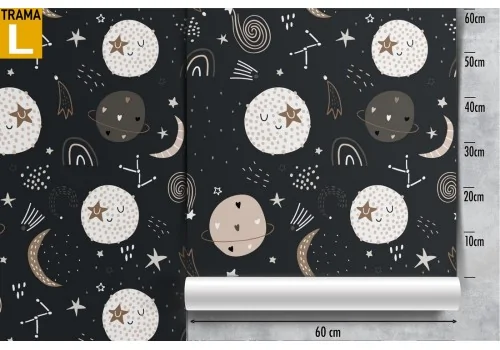 Wallpaper moons and planets children's decoration. 2
