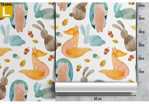 Stylized forest animals wallpaper children pattern. 2