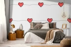 Red hearts chain pattern wallpaper.