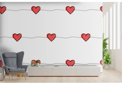 Red hearts chain pattern wallpaper. 2