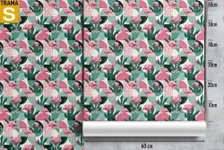 Carta da Parati Design e Stili Flora e Fauna animali Foglie Geometrica Moderna Tropicale