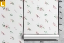 Carta da Parati foglie e fiori natura minimal stilizzati.