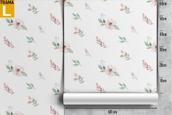 Wallpaper with stylized minimal nature leaves and flowers.
