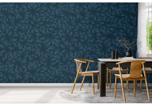 Carta da Parati foglie blu natura pattern.