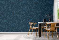 Blue leaves nature pattern wallpaper.
