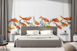 Goldfish pattern wallpaper decoration.