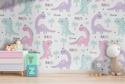 Dinosaur cartoon wallpaper kids decoration.