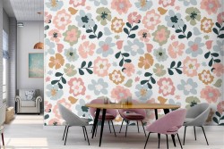 Wallpaper with stylized flowers nature refined pattern.