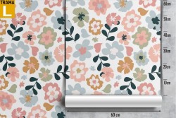 Carta da Parati fiori stilizzati natura pattern raffinato.