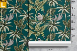 Tropical palm and monkey nature pattern wallpaper.