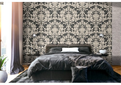Wallpaper leaves damask pattern decoration.