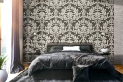 Wallpaper leaves damask pattern decoration.