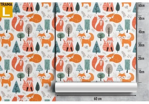 Wallpaper foxes in the forest animals children pattern. 2