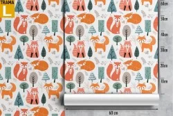 Carta da Parati volpi nel bosco animali bambini pattern.