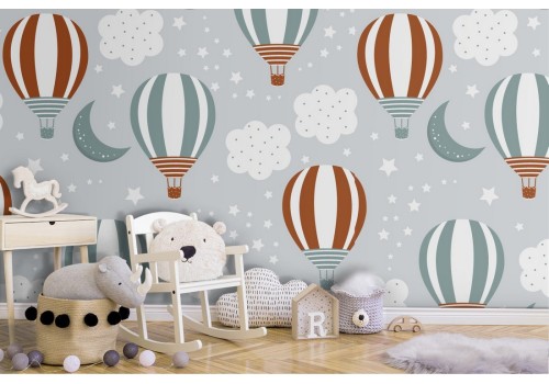 Carta da Parati mongolfiere pattern bambini.
