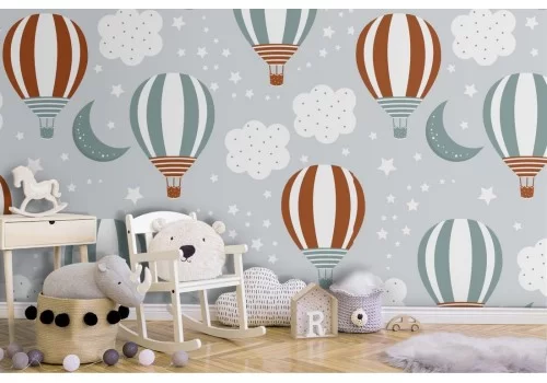 Carta da Parati mongolfiere pattern bambini.