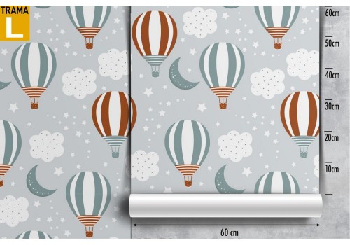 Carta da Parati mongolfiere pattern bambini. 2