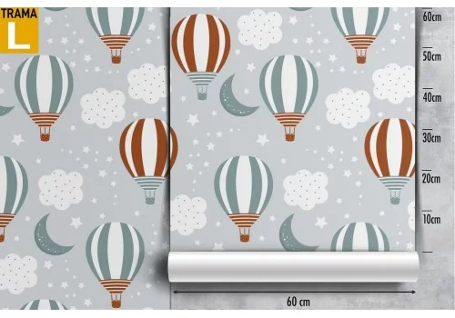 Carta da Parati mongolfiere pattern bambini. 2