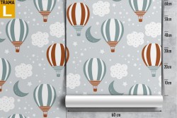 Hot air balloon pattern children's wallpaper.