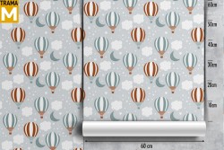 Wallpaper Decorations and Patterns Airplanes Rockets Hot Air Balloons