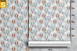 Children's Wallpaper Decorations and Patterns Rockets Airplanes Hot Air Balloons
