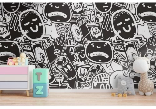 Carta da Parati personaggi cartoon pattern bambini.