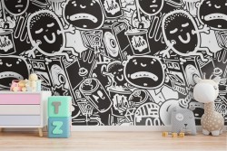 Cartoon characters wallpaper pattern for children.