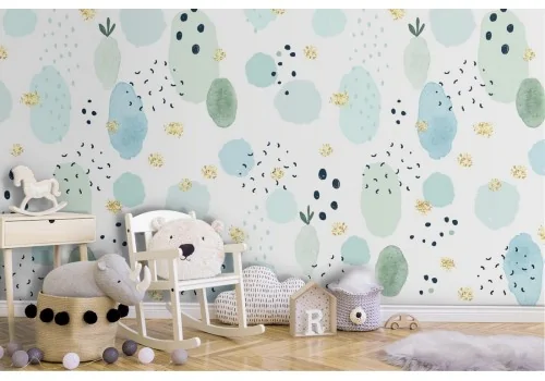 Abstract polka dot children's wallpaper.