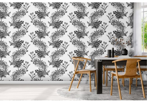 Wallpaper flowers and leaves nature decoration.