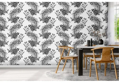 Wallpaper flowers and leaves nature decoration.