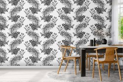 Wallpaper flowers and leaves nature decoration.