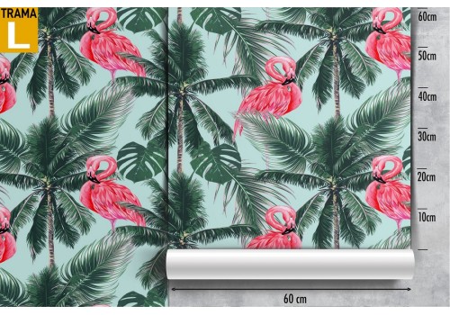 Tropical palm and flamingo pattern wallpaper. 2