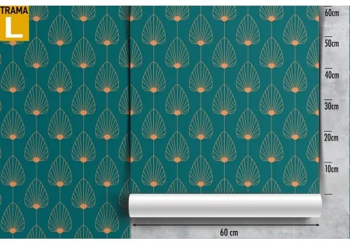 Damask style wallpaper with stylized leaf pattern. 2