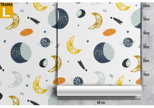 Wallpaper moon and planets children's decoration. 2