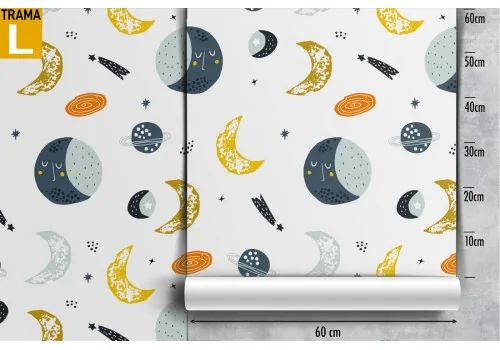Wallpaper moon and planets children's decoration. 2