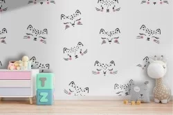 Carta da Parati gatti stilizzati decorazione bambini.
